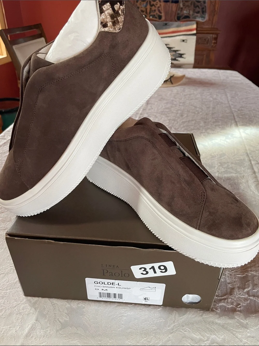 PAOLO GOLDE-L UNISEX CALF LEATHER Slip-On Suede Loafers in Dark Brown Sz 9M new